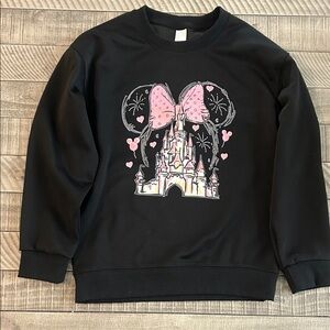 Black Sweatshirt with Pink Bow Castle Graphic